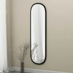 Miroir d'entrée blanc ovale 117 cm - style moderne CODY