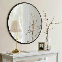 Miroir d'entrée noir Ø60 cm - style contemporain CODY
