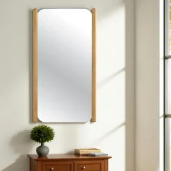 Miroir d'entrée vertical - cadre bois clair 140 cm IENA