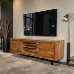 Petit meuble tv en bois avec rangement - motif frise ROSETO