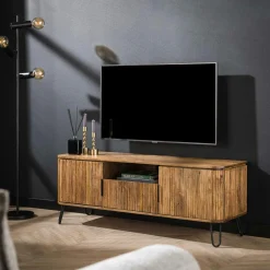 Petit meuble tv en bois de manguier strié DELHI