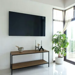 Petit meuble TV noir minimaliste - design à 2 niveaux TALLINN