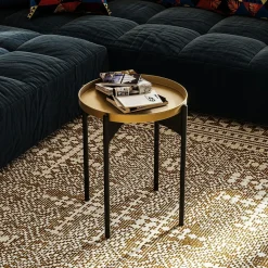 Petite table ronde grise design & plateau assorti SFAX