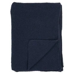 Plaid canapé bleu marine - maille de coton recyclé FALLON