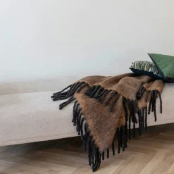 Plaid canapé marron - franges noires, 130x170 cm FALLON