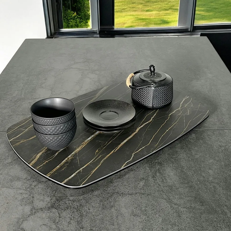 Plateau tournant apéritif en céramique anthracite LOMBARDIE