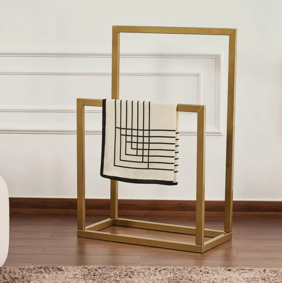 Porte-serviettes sur pied - 2 barres noires, style design SFAX