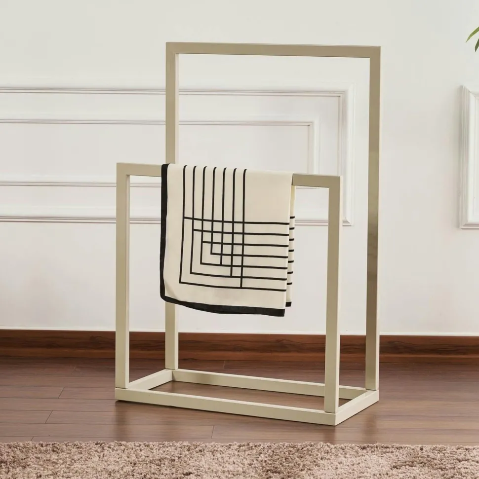 Porte-serviettes sur pied - 2 barres noires, style design SFAX