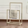 Porte-serviettes sur pied - 2 barres taupe, style design SFAX