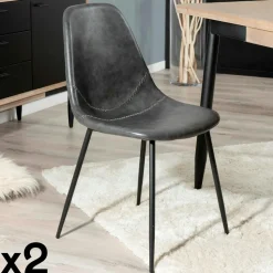 Salon de jardin 1 table ronde métal noir D70 cm - 2 fauteuils cordage couleur naturelle 1 coussin noir GIJON