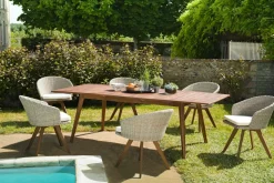 Salon de jardin BAHIA (1 table de jardin extensible 180x240, 6 fauteuils de jardin)