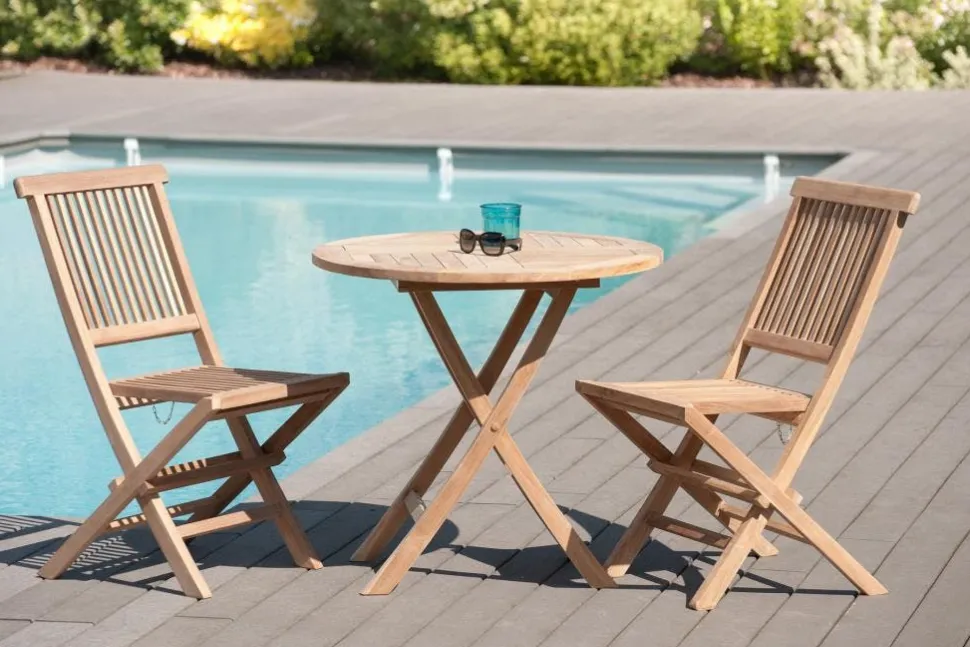 Salon jardin Teck table ovale 180 cm 4 chaises 2 fauteuils SUMMER