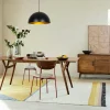 Suspension de table noire, dôme intérieur doré Ø40 cm SILE