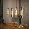 Suspension design en verre chromé 4 abat-jour cylindriques RALF