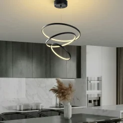 Suspension design LED – noire, 3 anneaux spirale VIESTE
