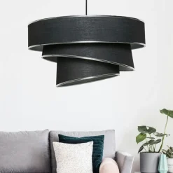 Suspension design noir et argent - abat-jour triple ZURICH
