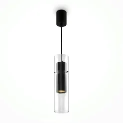 Suspension design verre – cylindre doré et transparent TAVA