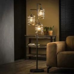 Suspension en bois ajourée 4 lampes LUCKNOW