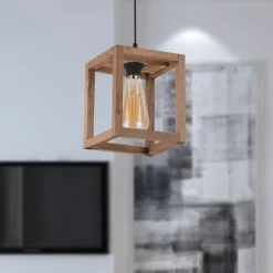 Suspension industrielle - cube bois CAMOGLI