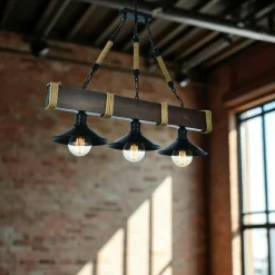 Suspension industrielle bois clair – 3 lampes CAMOGLI