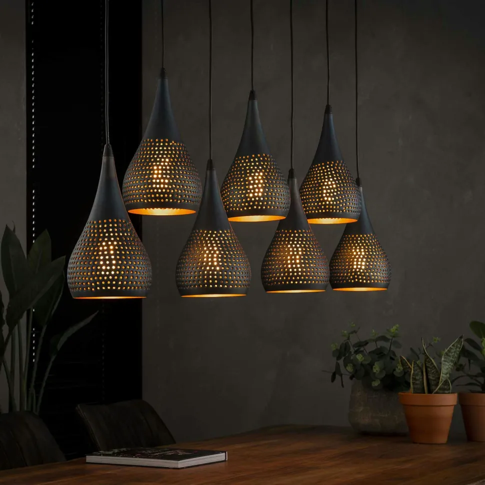 Suspension moderne goutte 5 lampes ajourées RALF