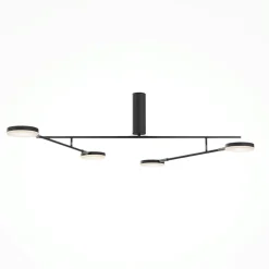 Suspension noire LED – bras articulés avec 4 ampoules OCALA