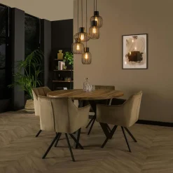 Suspension verre & métal – globes bruns + tubes bronze NOVA
