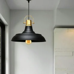 Suspension vintage métal noir & or industriel chic SILE