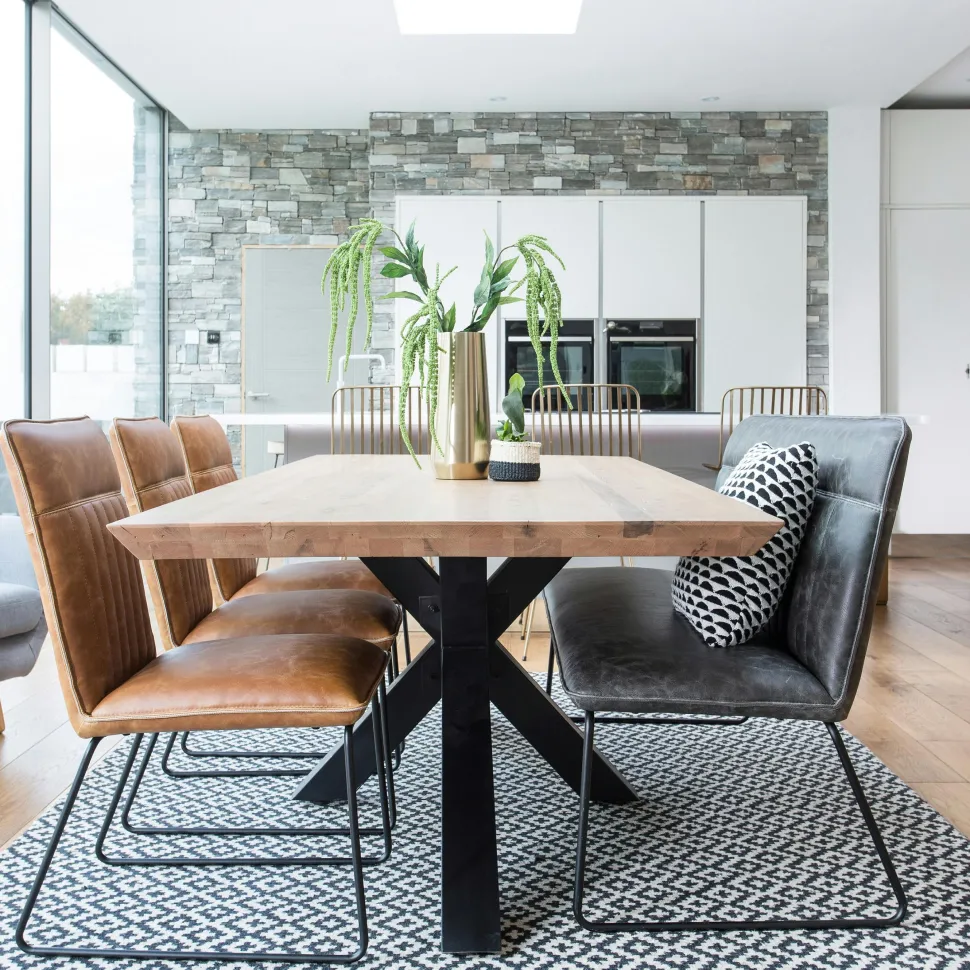 Table à manger bois métal pied croisé 240 cm VOLGA