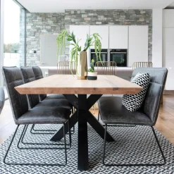 Table à manger bois métal pied croisé 200 cm VOLGA