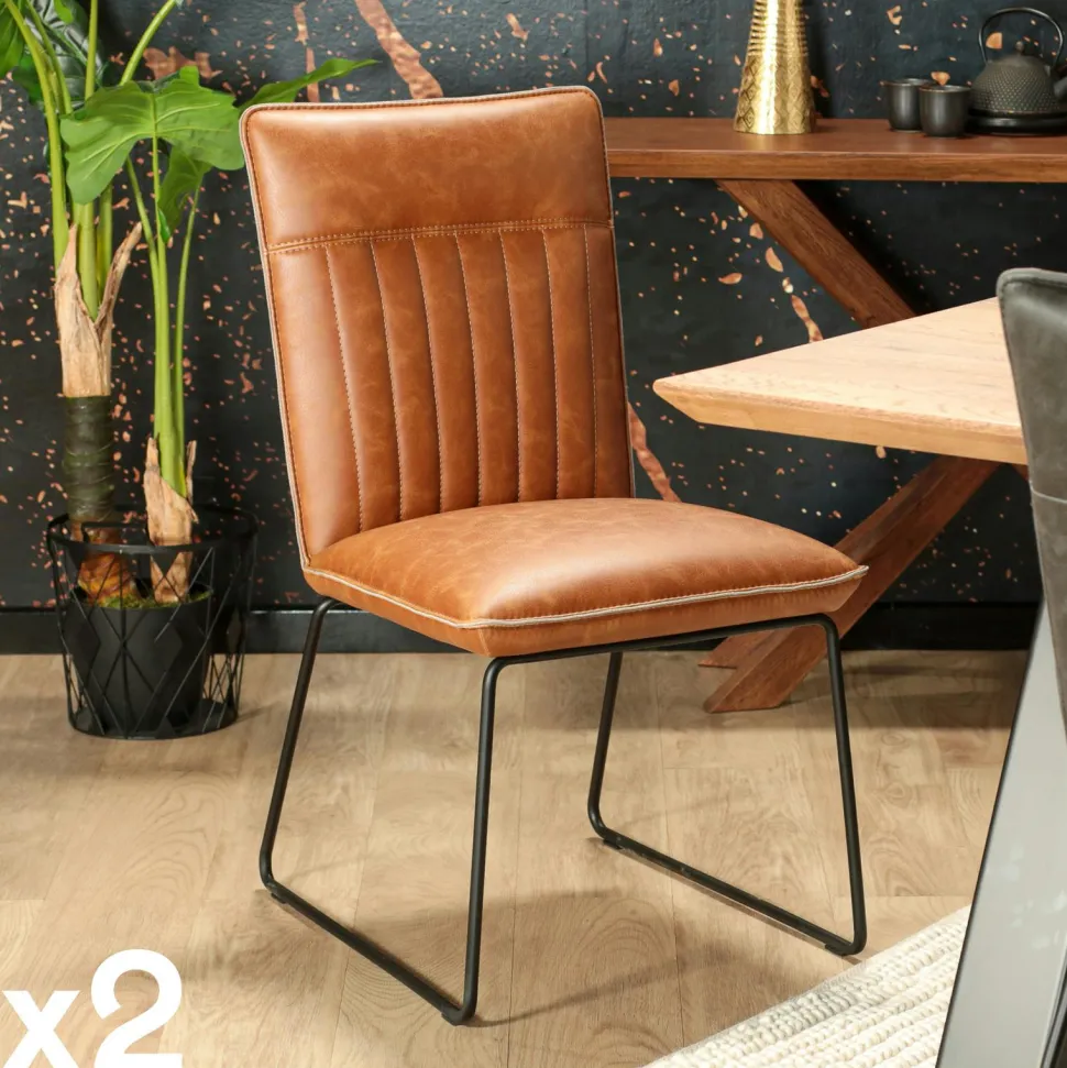 Table à manger bois métal pied croisé 200 cm VOLGA