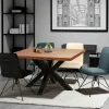 Table à manger carrée chêne métal pied croisé 130 cm OKA