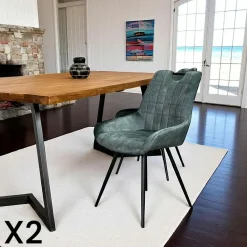 Table à manger carrée chêne métal pied croisé 150 cm OKA