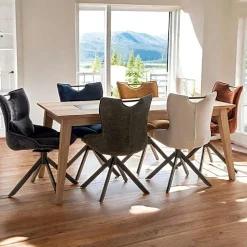 Table à manger design en bois de chêne finition miel 180 cm ESSEN