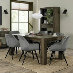 Table à manger en bois de chêne fumé 180 cm ALLEN