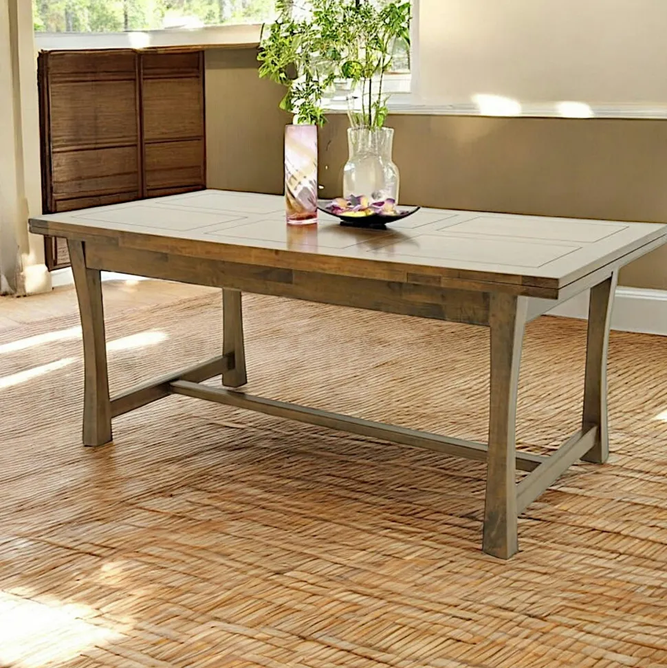 Table à manger extensible bois massif style colonial 180-260 MAORI