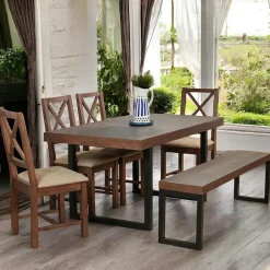 Table à manger extensible bois brun recyclé 160-200 cm SAMOA