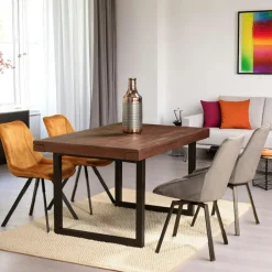Table à manger extensible bois brun recyclé 160-200 cm SAMOA
