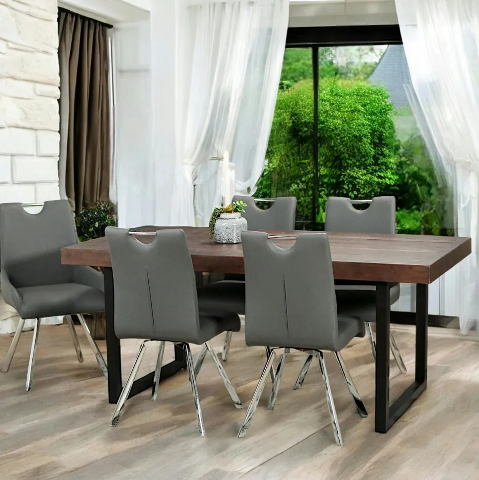 Table à manger extensible bois brun recyclé 140-180 SAMOA