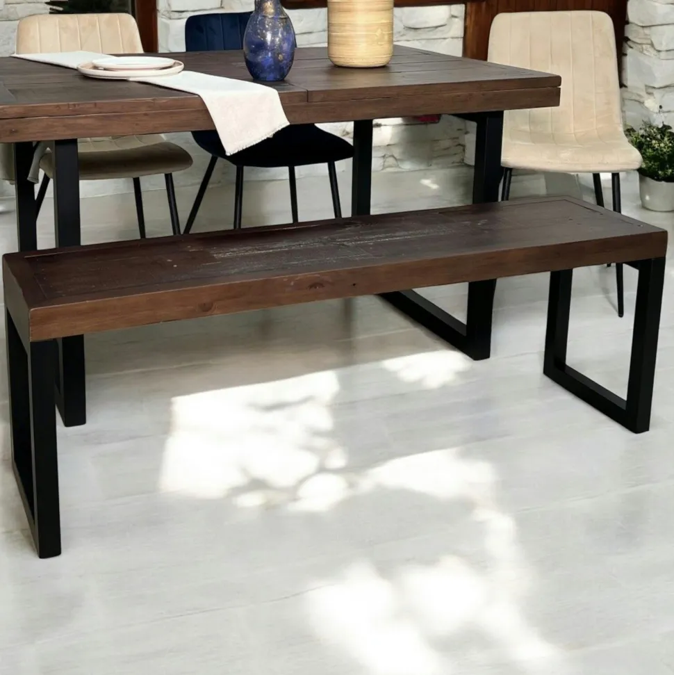 Table à manger extensible bois brun recyclé 140-180 SAMOA