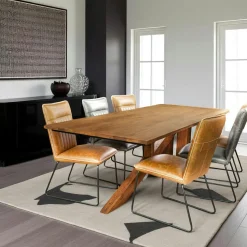 Table à manger moderne piètement oblique chêne massif 240 cm OKA