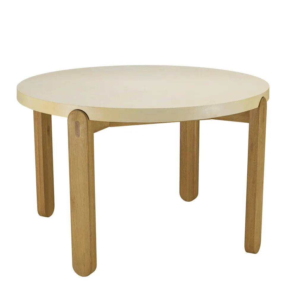Table à manger ronde 120 cm plateau béton beige BRASILIA