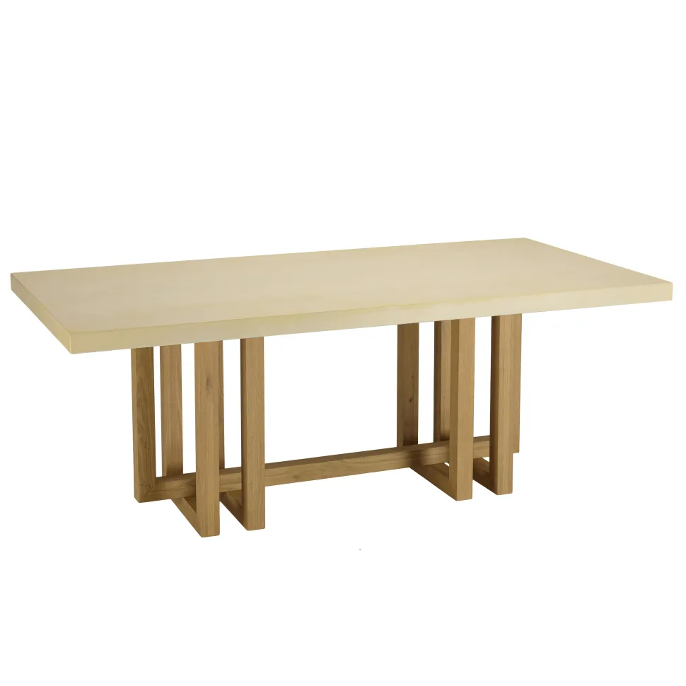 Table à manger ronde 120 cm plateau béton beige BRASILIA