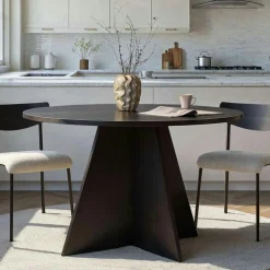 Table à manger ronde effet travertin Ø120 cm MARFA