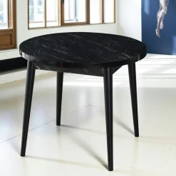 Table à manger ronde noire effet marbré Ø90 cm MARFA