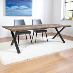 Table à rallonge en bois de chêne fumé avec bordures naturelles 300 cm SAVONE