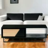 Table basse 1 tiroir 1 niche bois noir et blanc ANINA