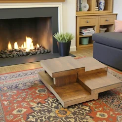 Table basse carrée hévéa destructurée OLGA