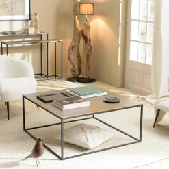 Table basse carrée métal doré 90 cm ZALA