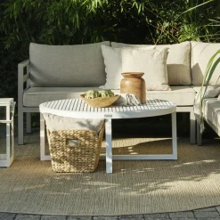 Table basse de jardin en aluminium blanc D 100 cm OSLO